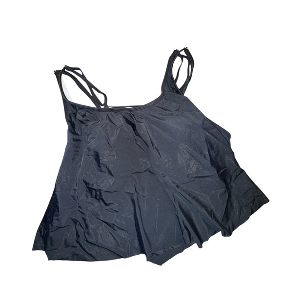 Women's Black Swim Ruffled Tankini Top - Picture 3 of 4
